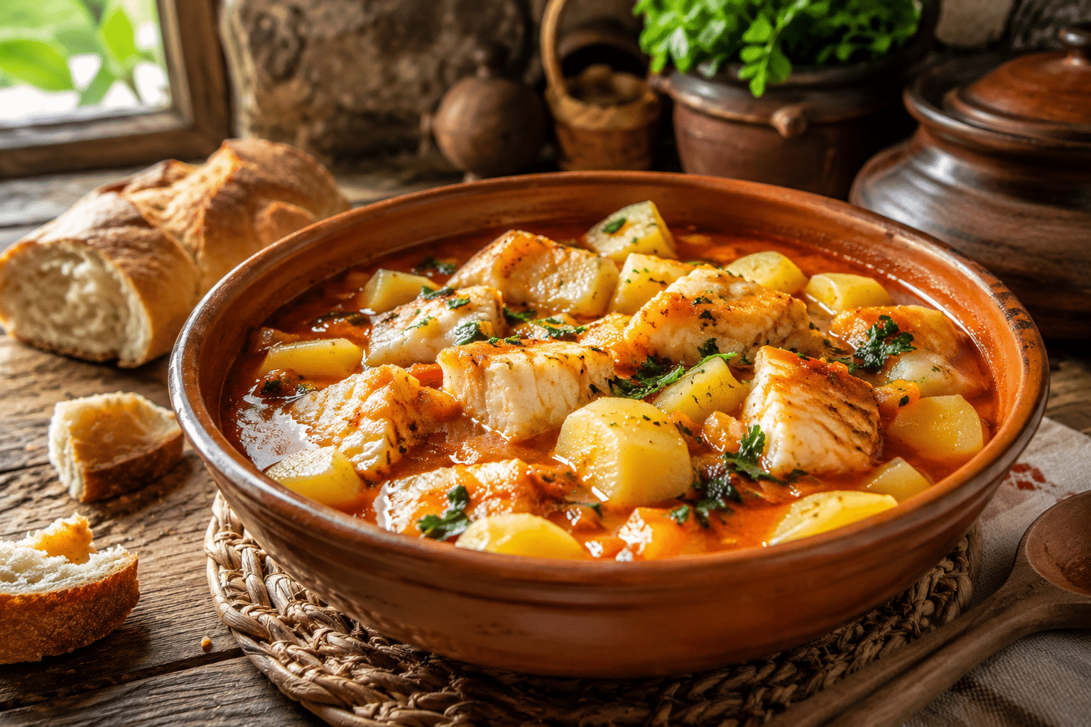 Patatas con Bacalao Sirve las patatas con bacalao
