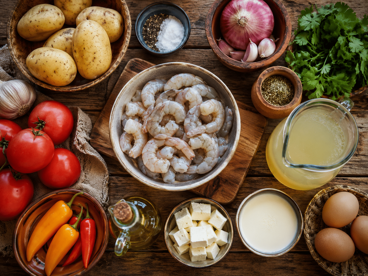 El mejor Chupe de Camarones - ¡Receta fácil y sabrosa! Ingredientes para Chupe de Camarones Peruano