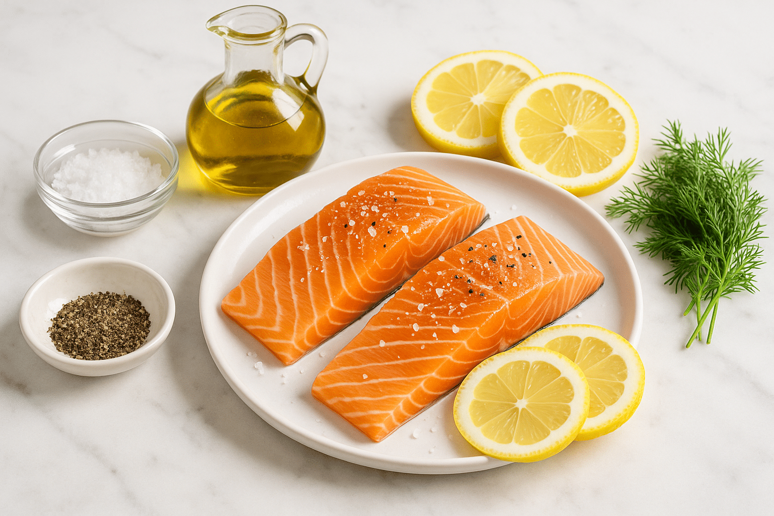 Ingredientes para hacer salmón a la plancha Ingredientes para hacer salmón a la plancha