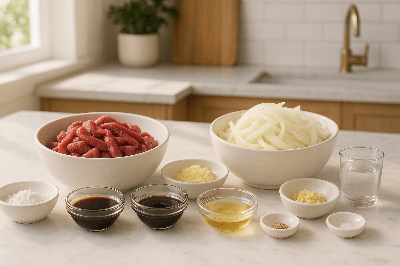 Ingredientes para preparar Ternera con Cebolla Estilo Chino Ingredientes para preparar Ternera con Cebolla Estilo Chino