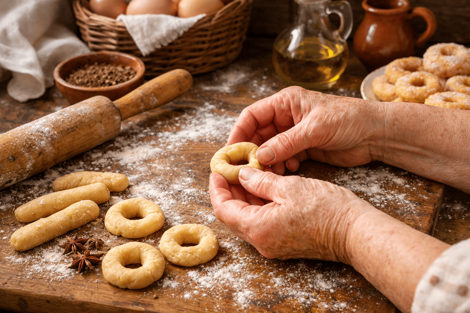 Rosquillas de Anis Formar las rosquillas de anís caseras
