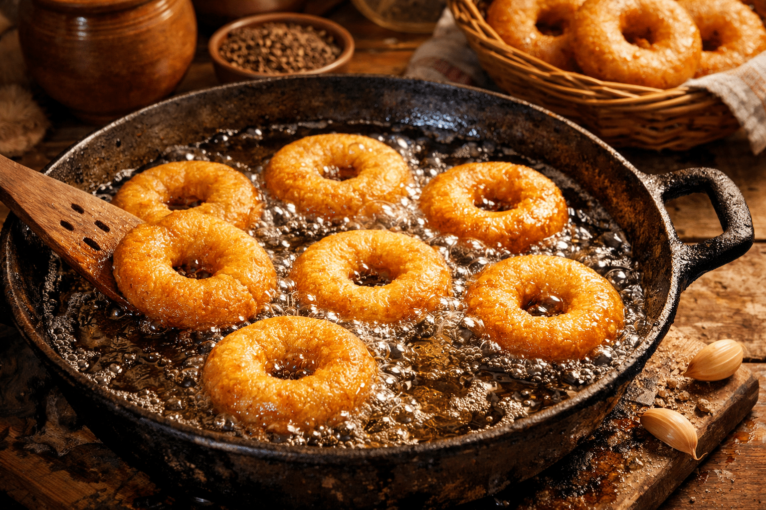 Rosquillas de Anis Freír hasta que queden doradas las rosquillas