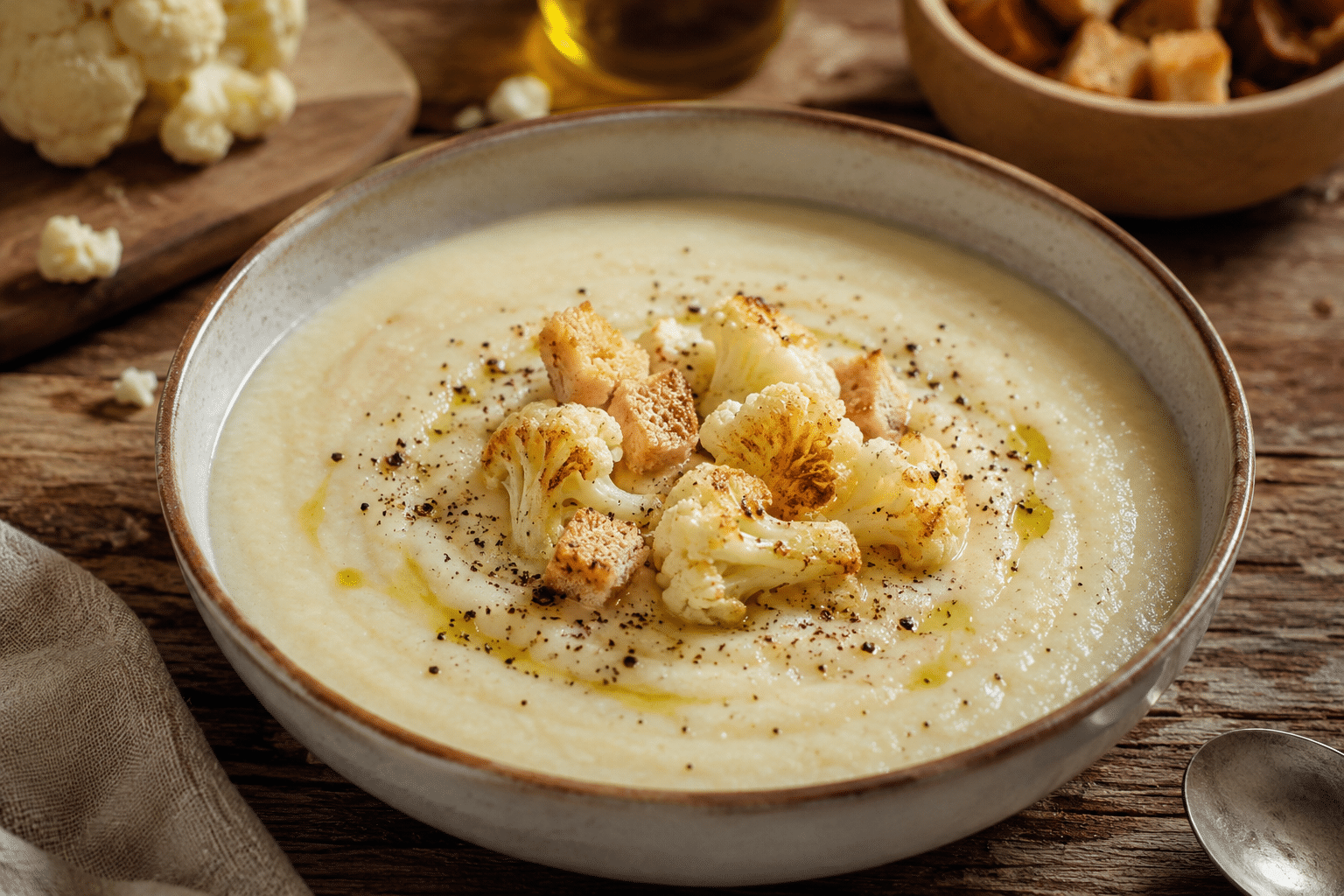 10 Recetas con Coliflor Cocida Sopa cremosa de coliflor