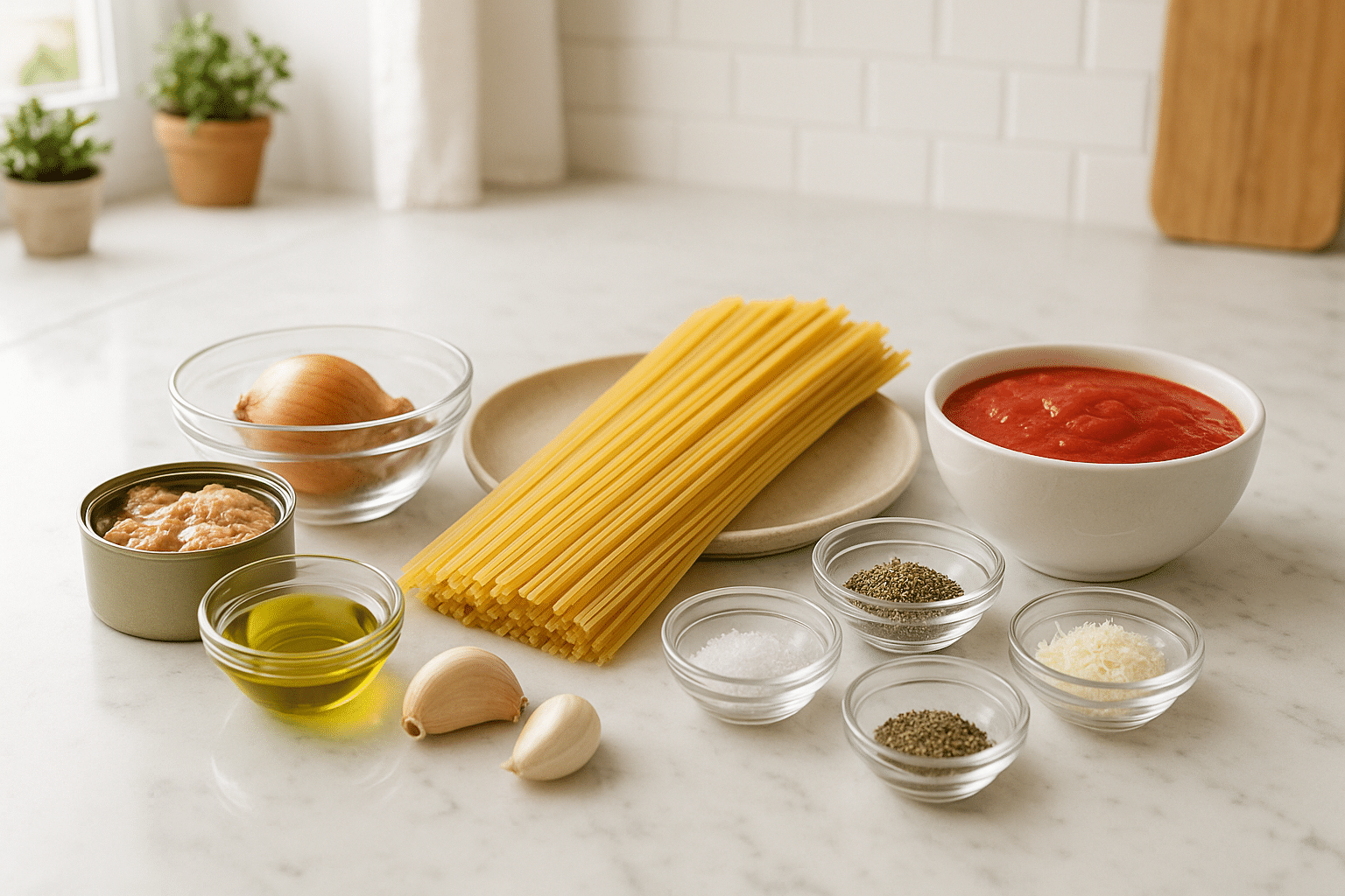 Ingredientes para la Pasta con Atún Ingredientes para la Pasta con Atún