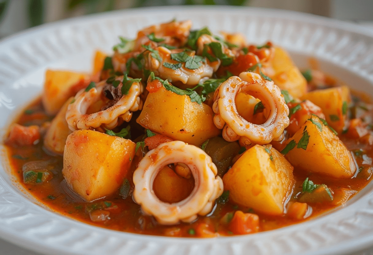 guiso de patatas con calamares guiso de patatas con calamares