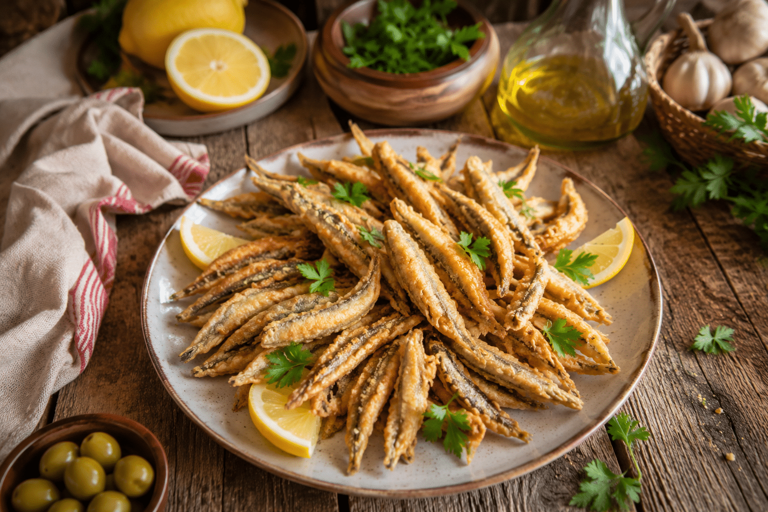 Boquerones en adobo fritos Boquerones en adobo fritos crujientes y dorados