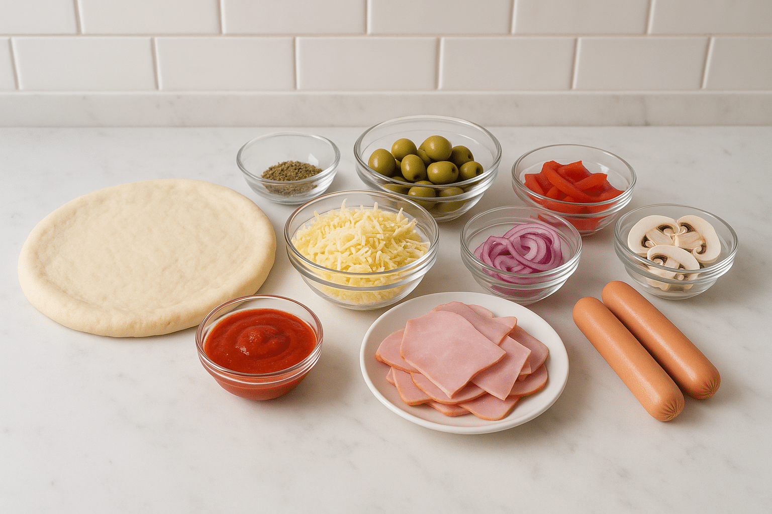 Ingredientes para mini pizzas caseras Ingredientes para mini pizzas caseras