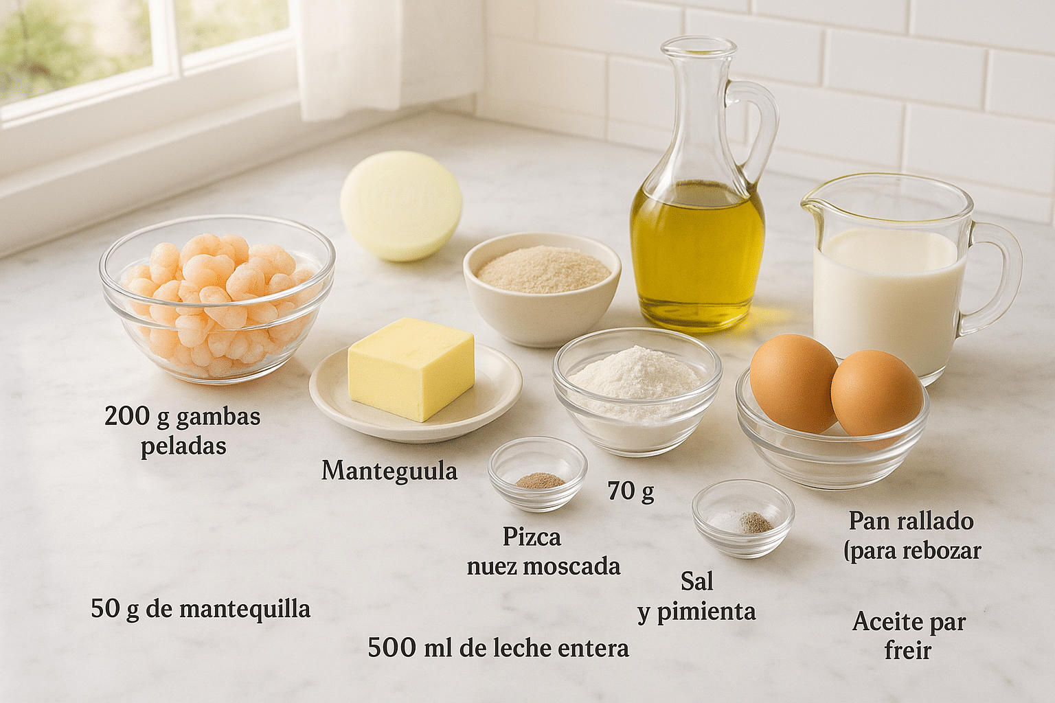 Ingredientes para Croquetas de Gambas Ingredientes para Croquetas de Gambas