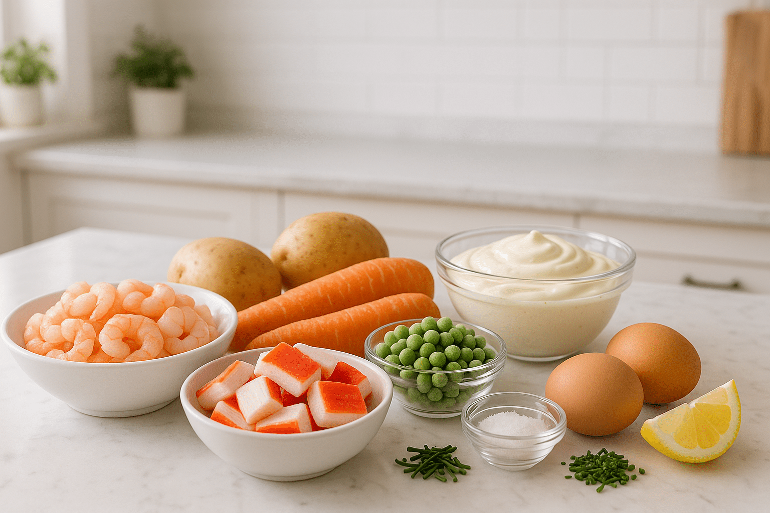 Ingredientes para preparar Ensaladilla de Marisco Ingredientes para preparar Ensaladilla de Marisco