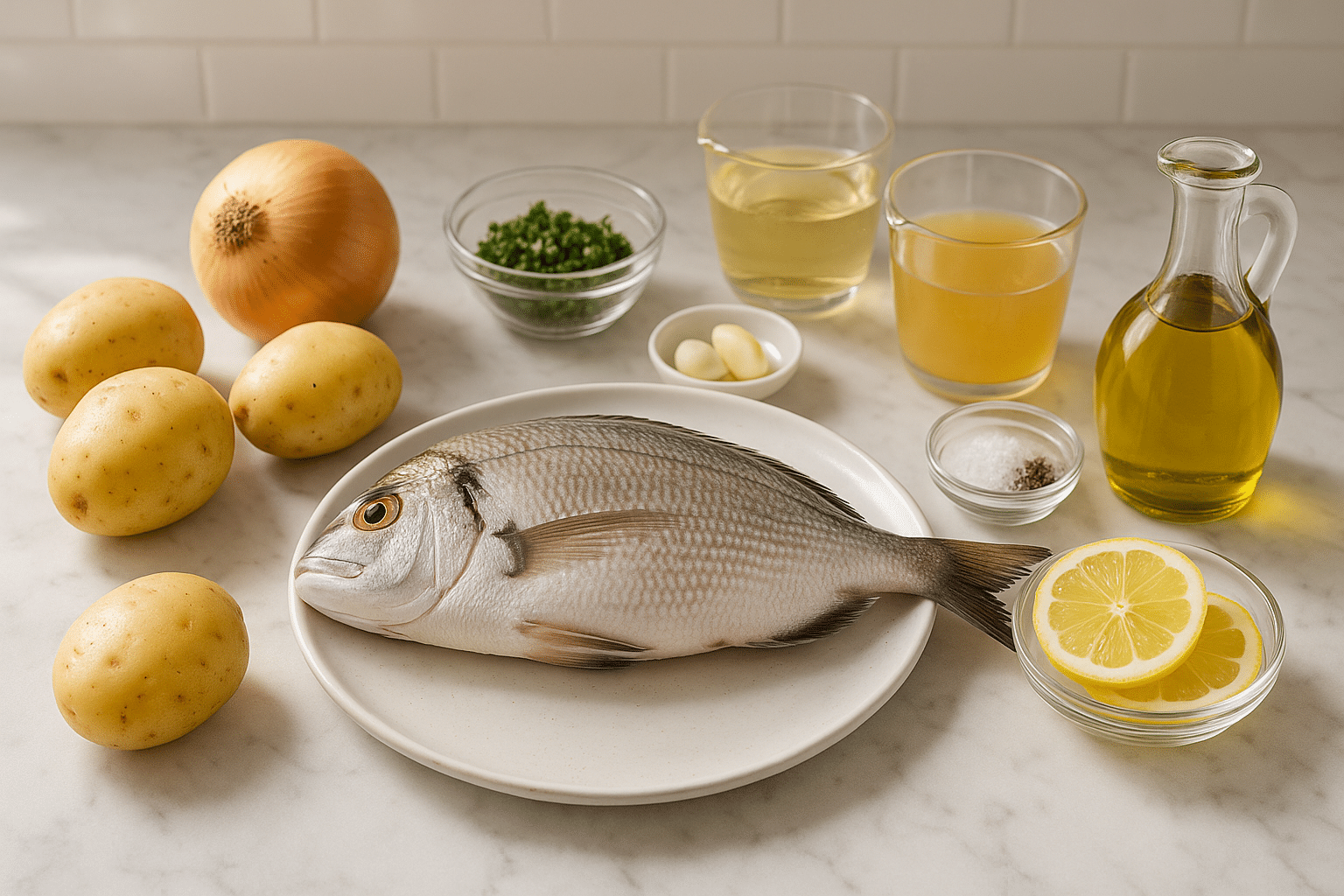 Ingredientes para preparar sargo al horno Ingredientes para preparar sargo al horno