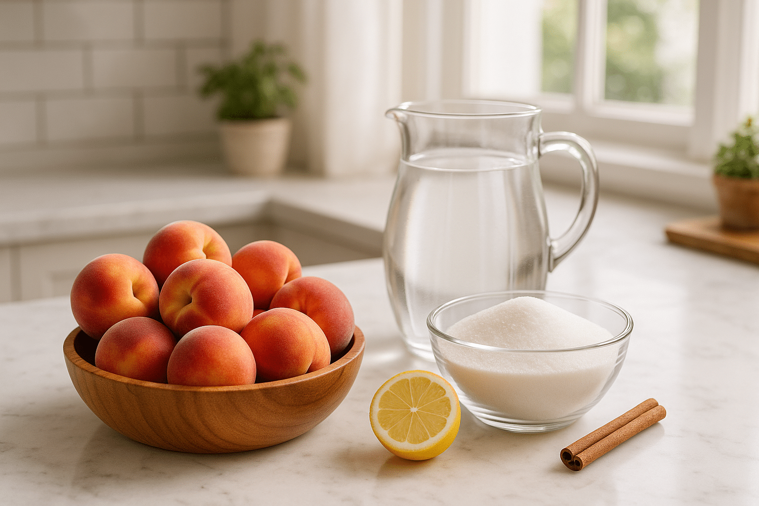 Ingredientes para hacer melocotón en almíbar casero Ingredientes para hacer melocotón en almíbar casero