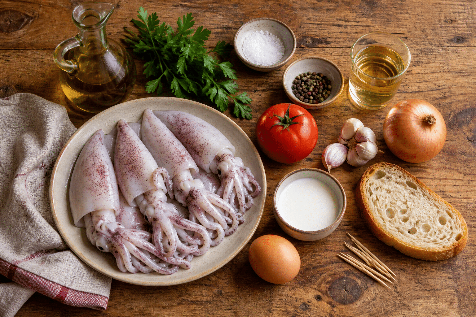 Receta de Chipirones Rellenos Ingredientes para hacer chipirones rellenos