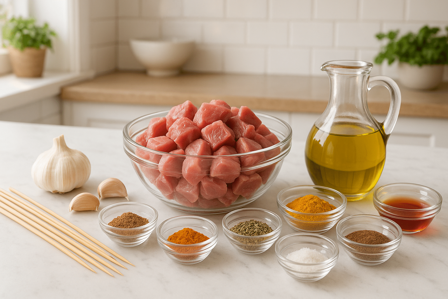 Ingredientes para preparar Pinchos Morunos Ingredientes para preparar Pinchos Morunos