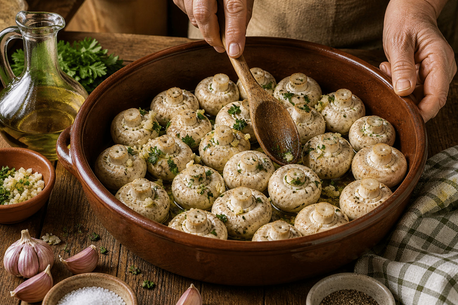 Champiñones al Horno Champiñones al Horno receta casera paso a paso