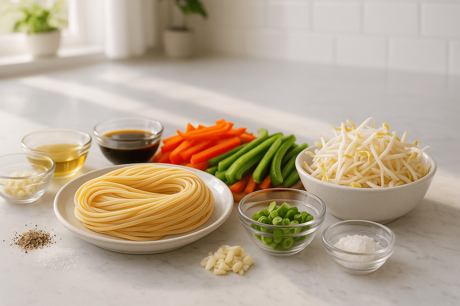 Ingredientes para los Tallarines a la Plancha Ingredientes para los Tallarines a la Plancha