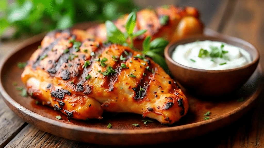 Descubre 5 recetas saludables y deliciosas Pollo a la parrilla con salsa de yogur