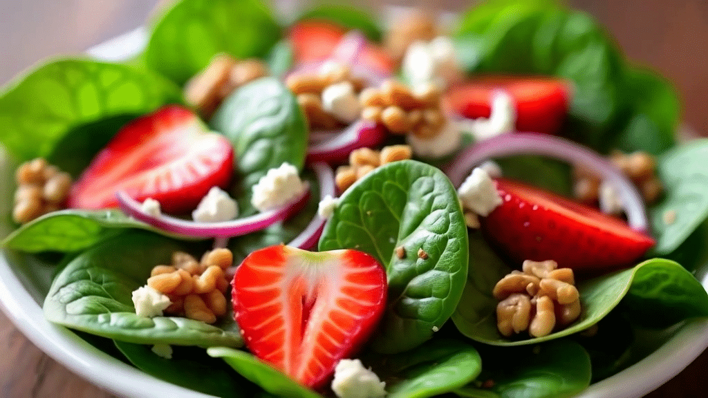 Descubre 5 recetas saludables y deliciosas Ensalada de espinacas con fresas y nueces