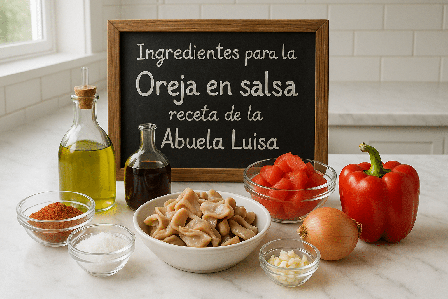 Ingredientes para la Oreja en salsa receta de la Abuela Luisa Ingredientes para la Oreja en salsa receta de la Abuela Luisa