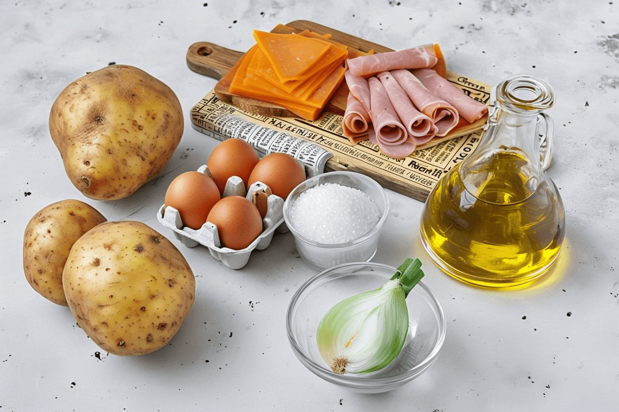 Tortilla rellena de jamón y queso ingredientes para la Tortilla rellena de jamón y queso