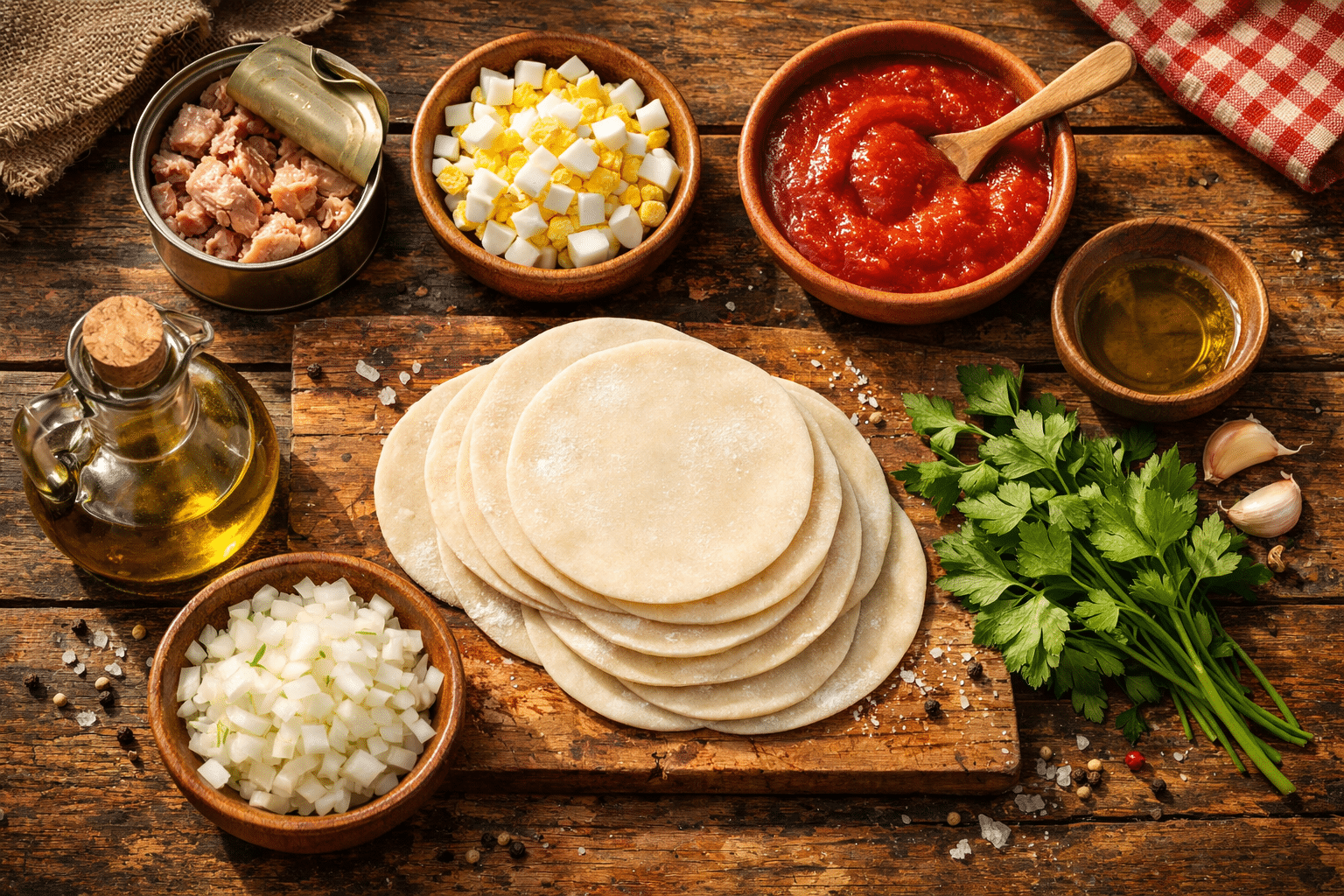 Empanadillas de atun Ingredientes para las Empanadillas de Atún