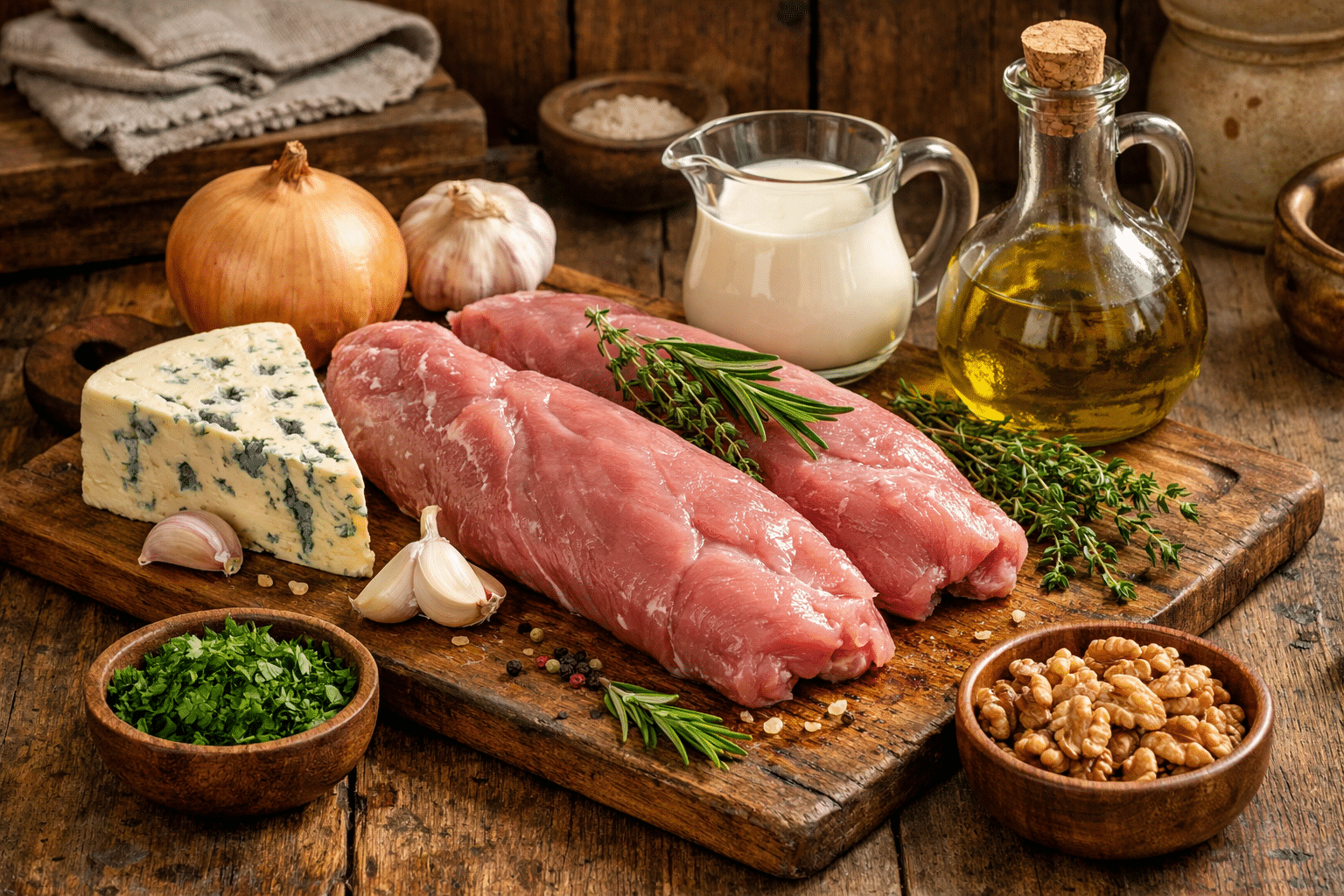 Solomillo de Cerdo al Roquefort Ingredientes para el solomillo de cerdo al Roquefort