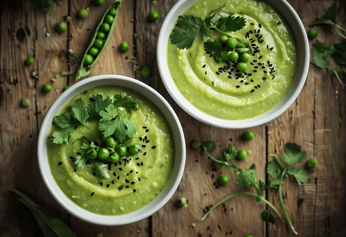 Crema de Guisantes con Menta y Queso de Cabra Crema de Guisantes con Menta y Queso de Cabra