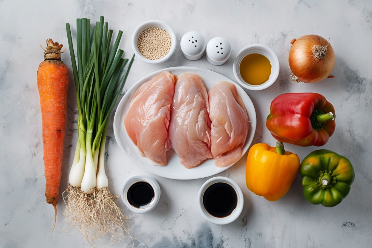 Wok de pollo con verduras ingredientes Wok de pollo con verduras