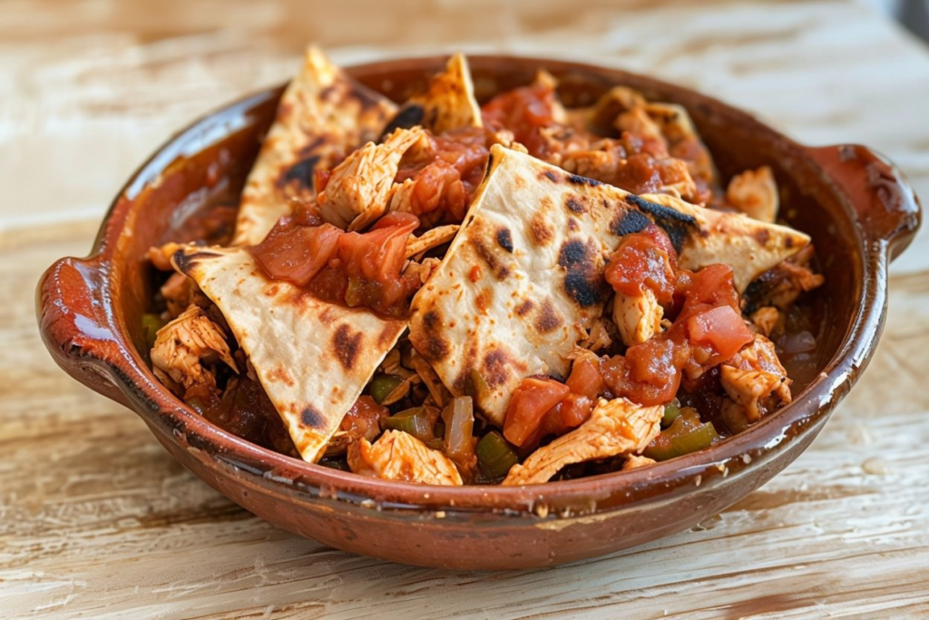 Savory Tortilla Dish In Rustic Bowl With Fresh Ingredients
