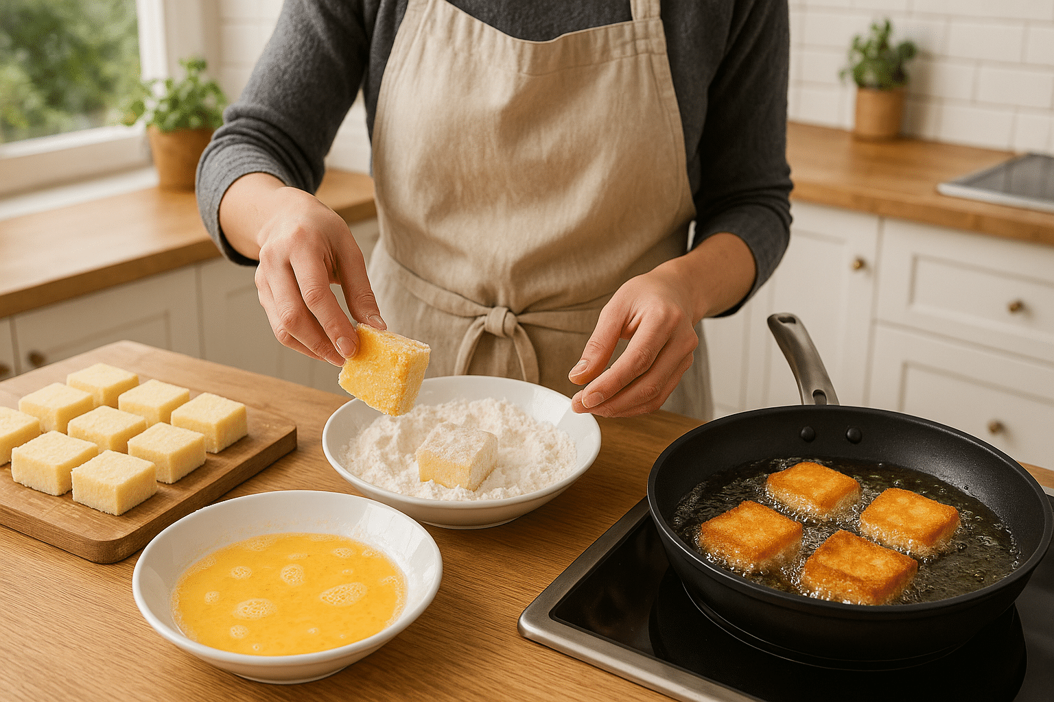 Reboza y fríe la leche Reboza y fríe la leche