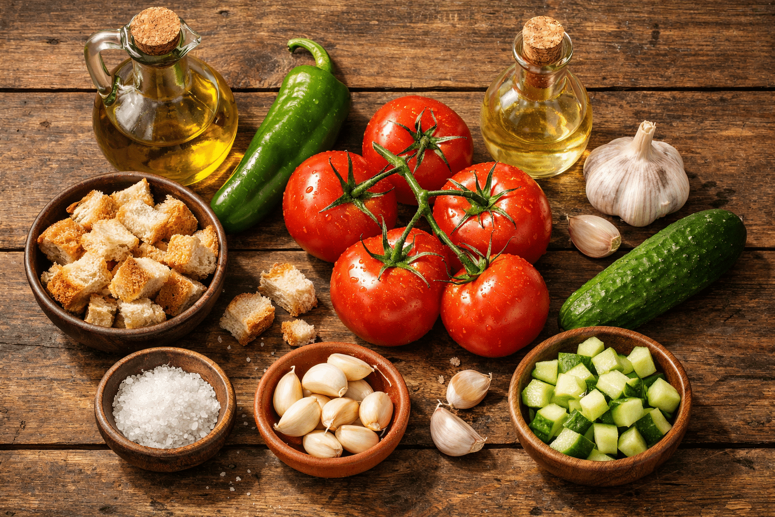 Gazpacho andaluz Ingredientes para el gazpacho andaluz tradicional
