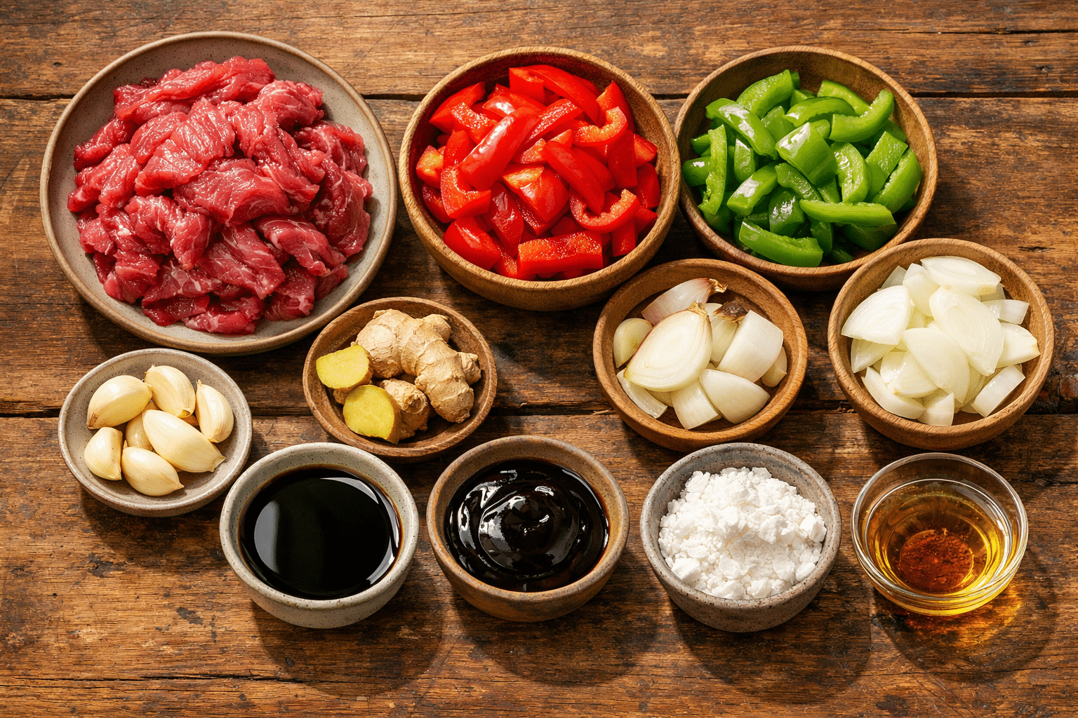 Ternera con pimientos estilo chino ingredientes para la ternera con pimientos estilo chino