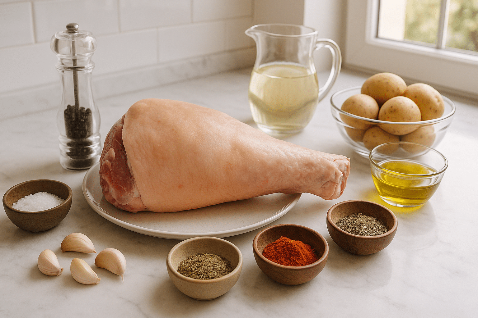 Ingredientes para preparar Paleta de Cerdo al Horno al Estilo Gallego Ingredientes para preparar Paleta de Cerdo al Horno al Estilo Gallego