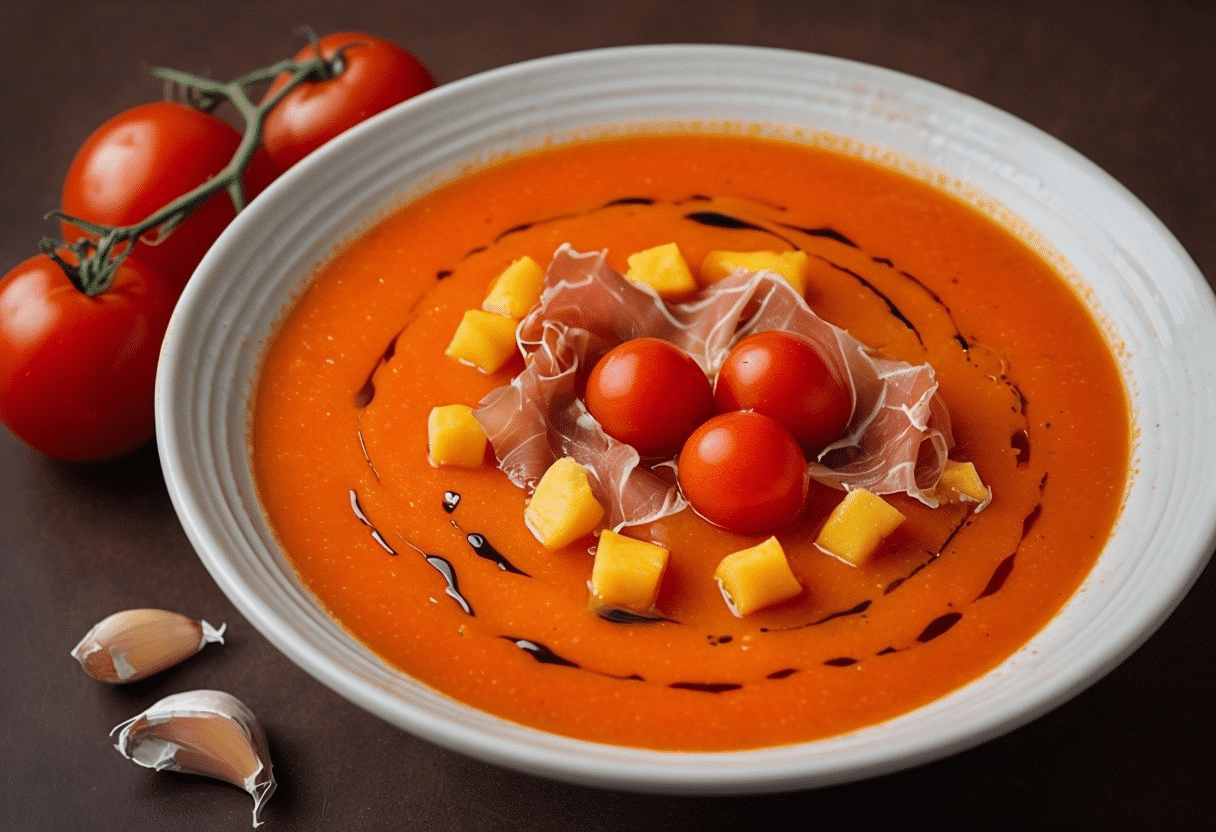 Salmorejo Cordobés Salmorejo Cordobés con Lascas de Huevo y Jamón Ibérico