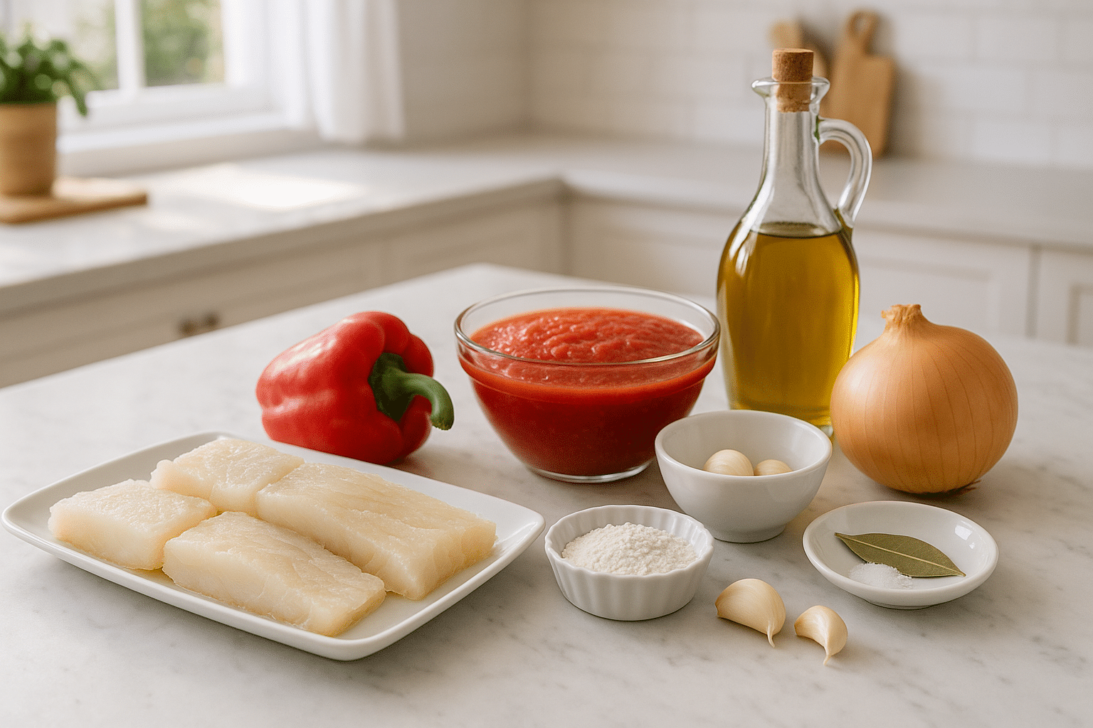 Ingredientes para el Bacalao con Tomate Ingredientes para el Bacalao con Tomate