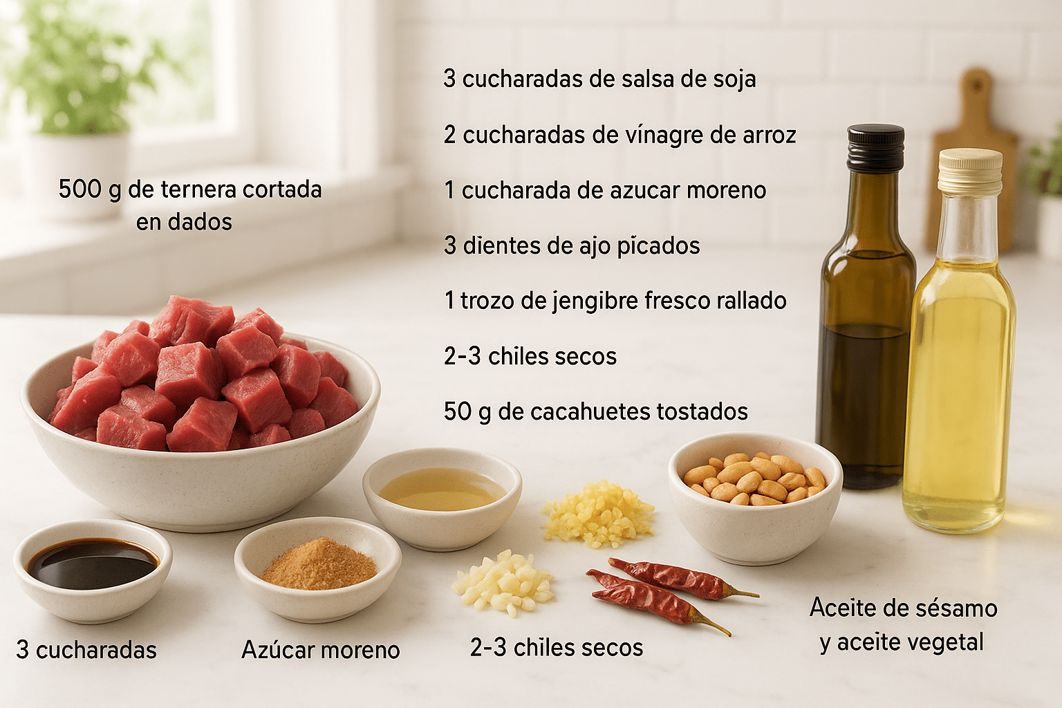Ternera Gong Bao Ingredientes para la Ternera Gong Bao