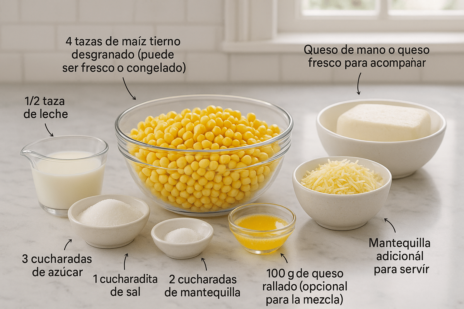 Ingredientes para hacer cachapas Ingredientes para hacer cachapas