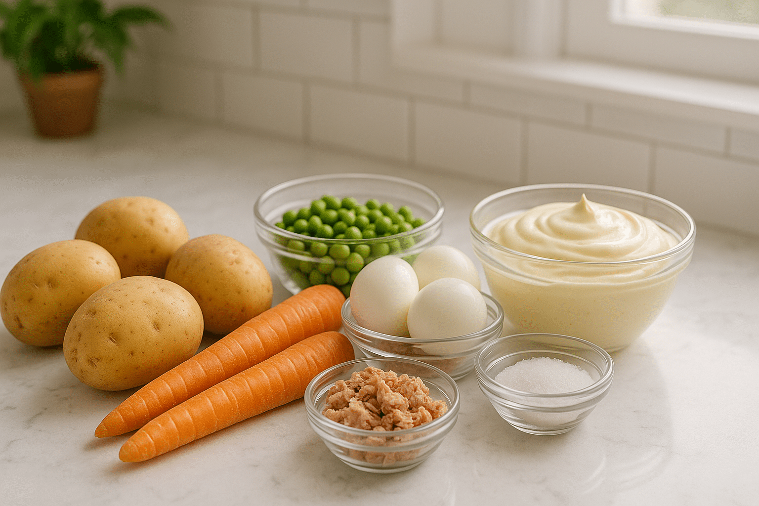 Ingredientes para la Ensaladilla Rusa Tradicional (versión abuela) Ingredientes para la Ensaladilla Rusa Tradicional (versión abuela)