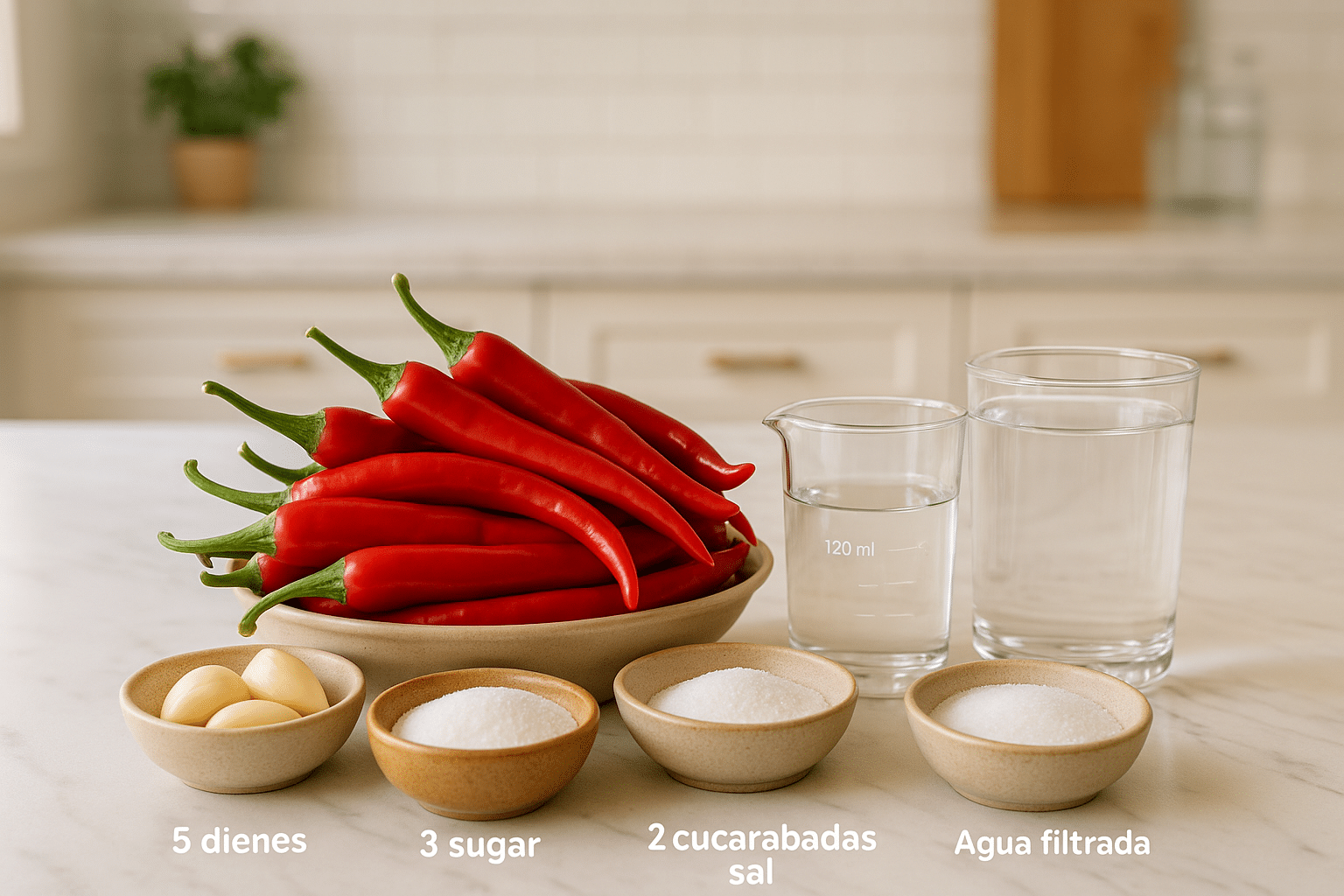 Ingredientes para Salsa Sriracha Casera Ingredientes para Salsa Sriracha Casera