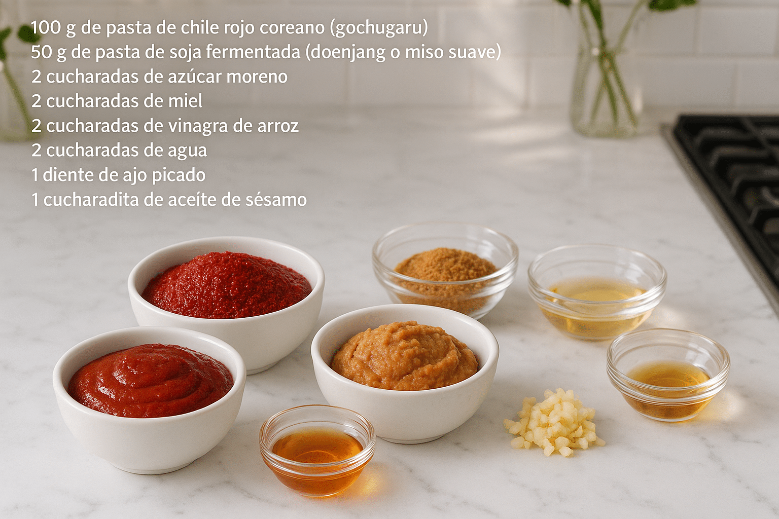 Ingredientes para Salsa de Chile Dulce Tailandés Ingredientes para Salsa de Chile Dulce Tailandés