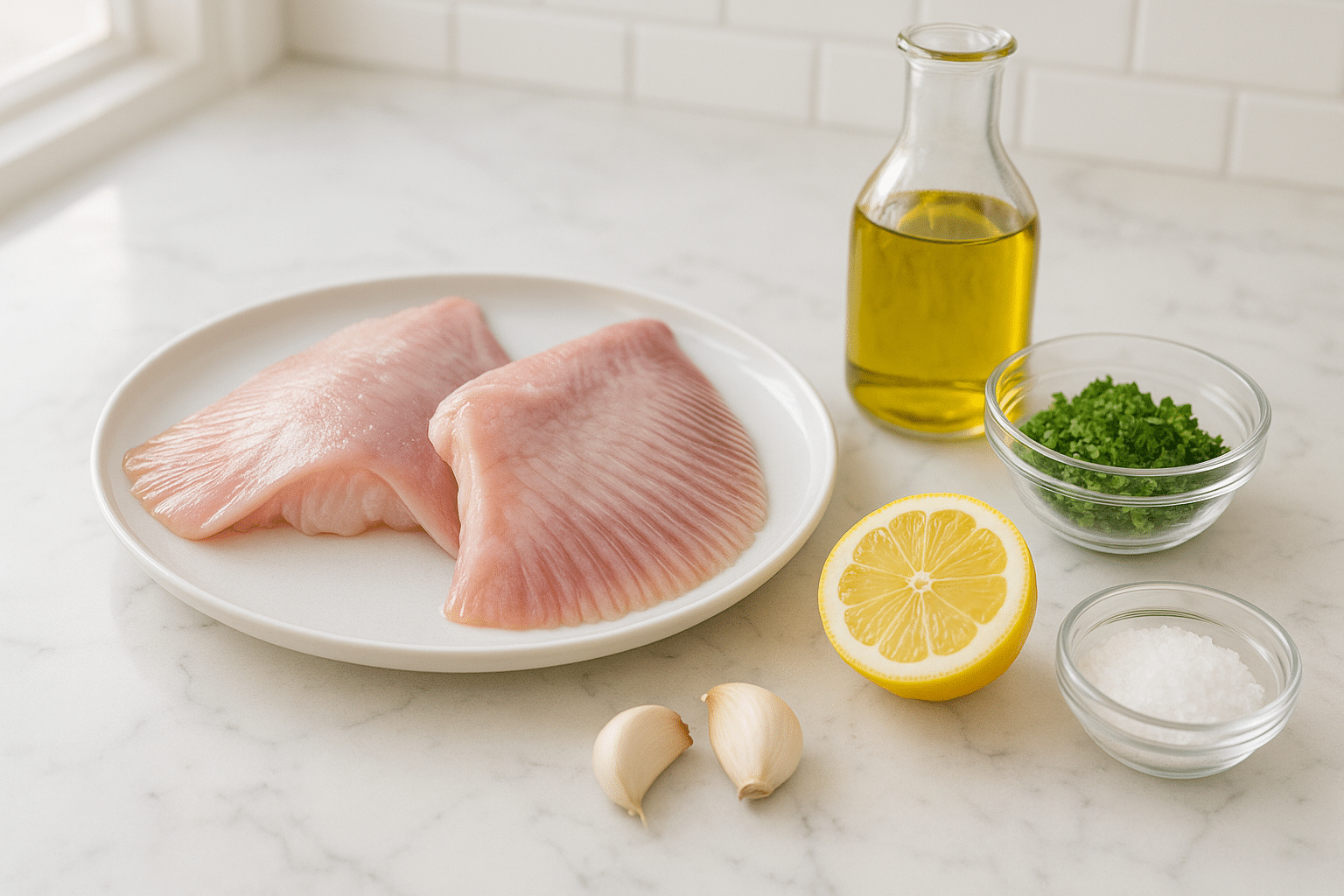 Ingredientes para la raya a la plancha Ingredientes para la raya a la plancha