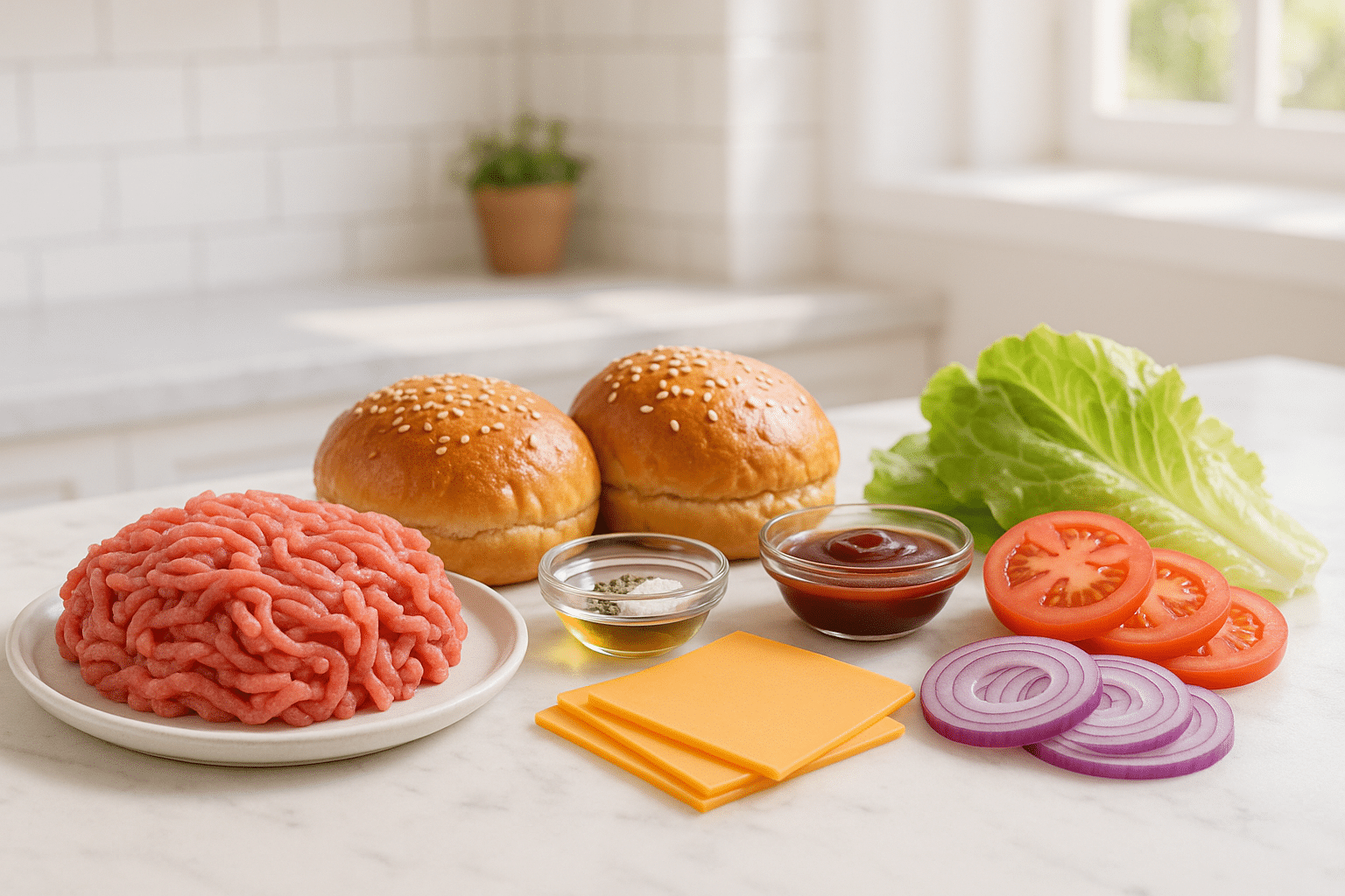 Ingredientes para la Hamburguesa de Buey Ingredientes para la Hamburguesa de Buey