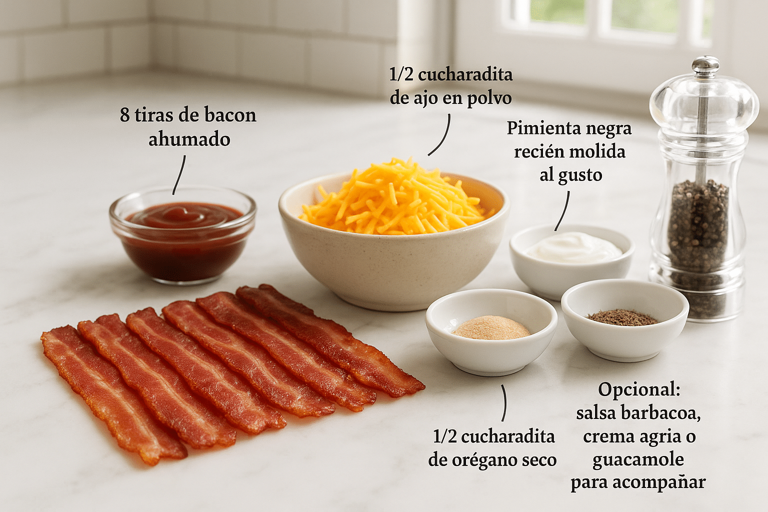 Ingredientes para Bacon Cheese Chips Ingredientes para Bacon Cheese Chips