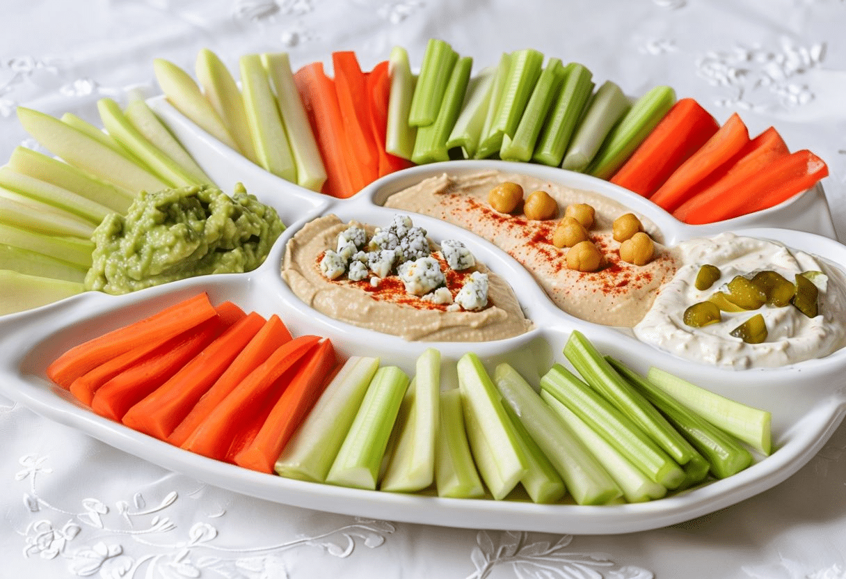 Aperitivos fáciles sin cocinar Crudités con salsas caseras