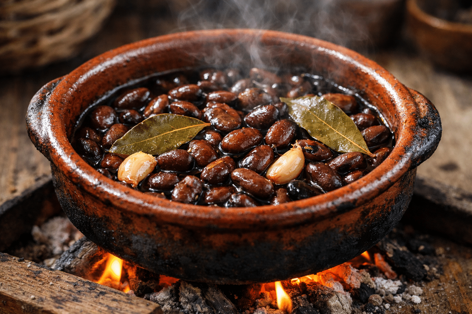 Habas secas a la valenciana habas secas a la valenciana cociéndose a fuego lento en cazuela de barro