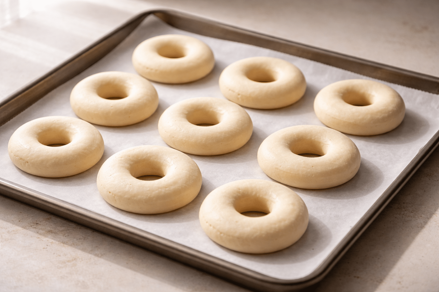 Receta de Donuts dando forma a los donuts