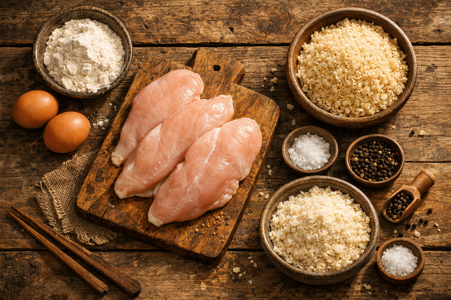 Pollo katsu Ingredientes para el pollo katsu