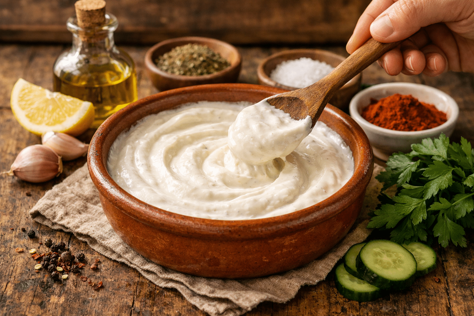 Salsa kebab blanca Cómo hacer salsa kebab blanca casera paso a paso