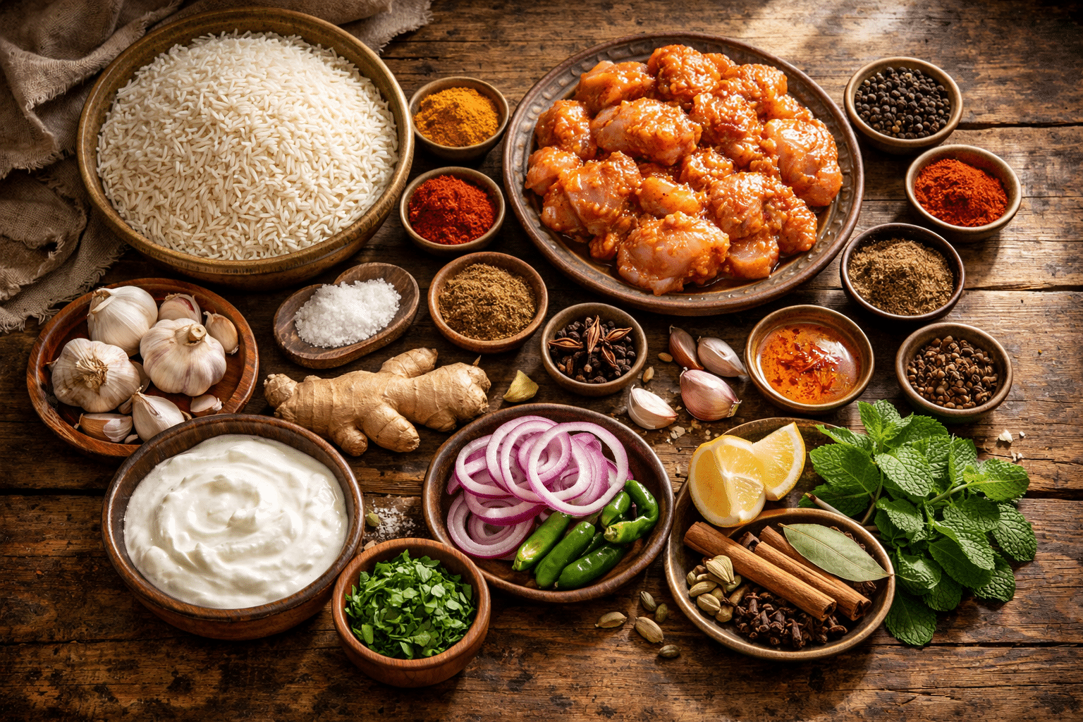 Biryani de Pollo Ingredientes para el biryani de pollo (receta tradicional)