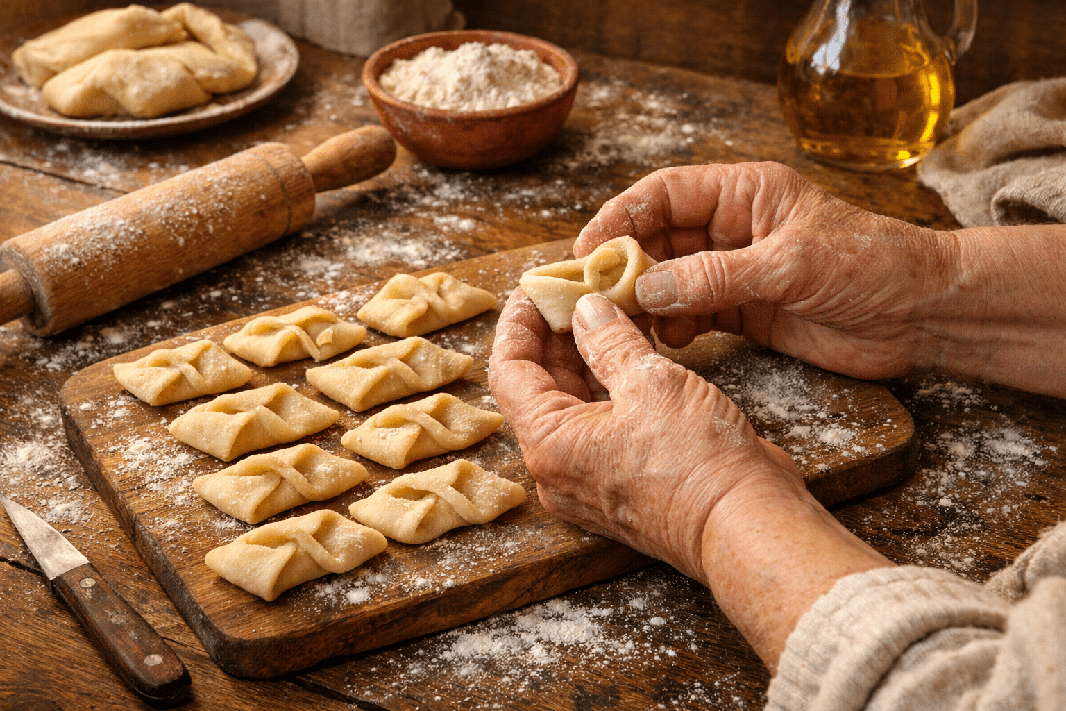 Pestiños de la abuela Da forma a los pestiños