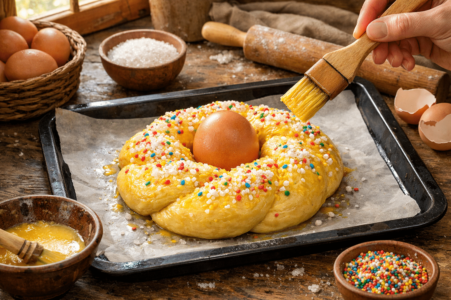 Mona de Pascua Hornea la mona de Pascua de la abuela
